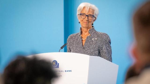 Christine Lagarde, presidenta del BCE, durante una rueda de prensa