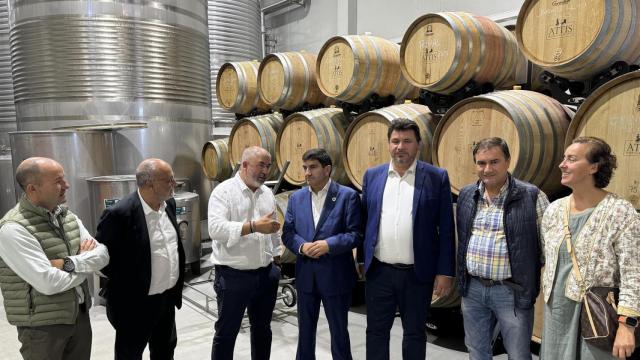 El delegado del Gobierno en Galicia, Pedro Blanco, visita las bodegas Attis.