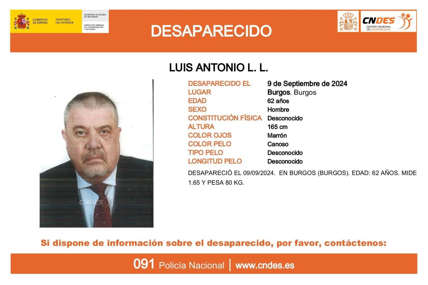 Luis Antonio, el hombre desaparecido en Burgos