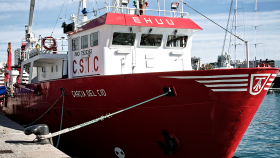 El buque oceanográfico 'García del Cid' atracado en Barcelona.