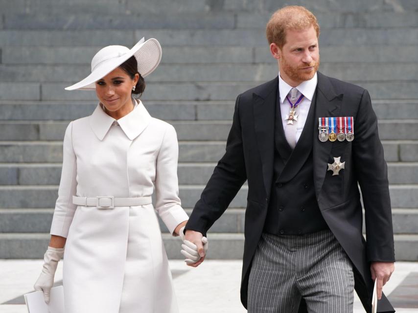 Harry y Meghan durante el Jubileo de Platino de Isabel II.