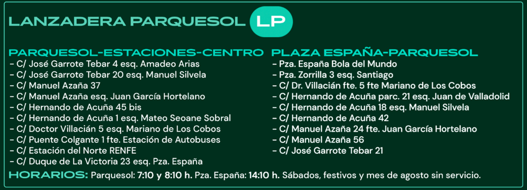 Recorrido de la lanzadera de Parquesol