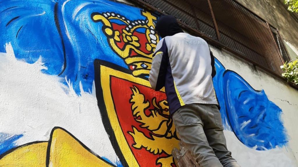 El mural del Real Zaragoza en Buenos Aires.