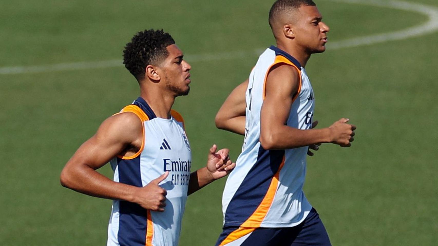 Bellingham y Mbappé, durante un entrenamiento.