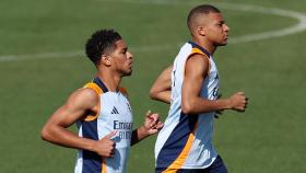 Bellingham y Mbappé, durante un entrenamiento.