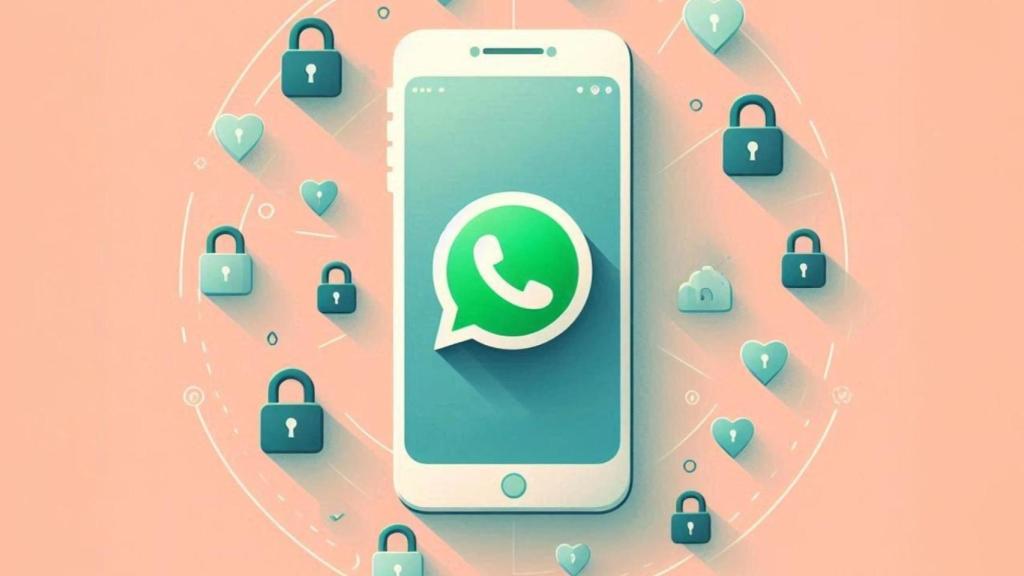 Ilustración de un móvil con el icono de WhatsApp