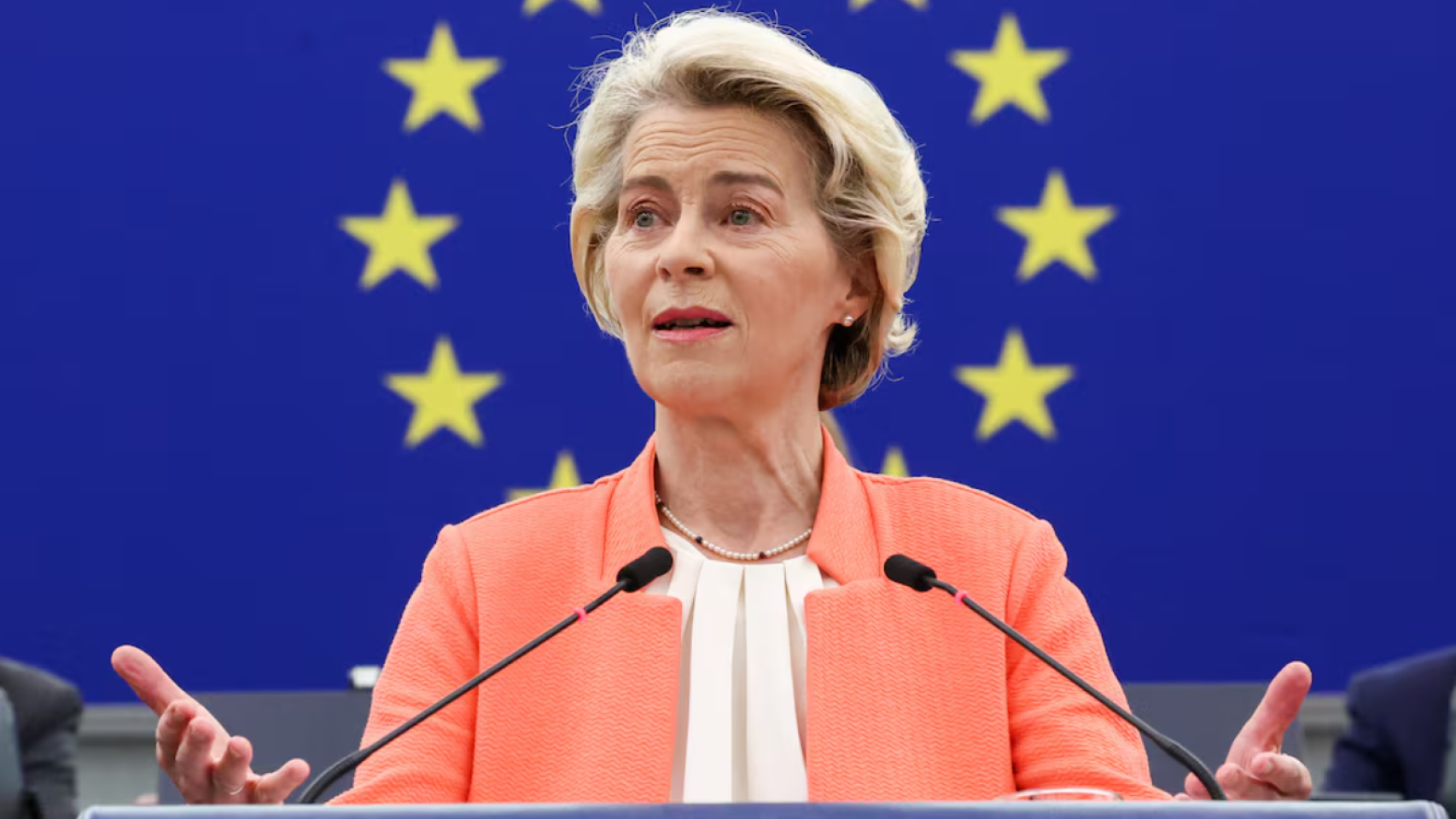 Ursula von der Leyen, presidenta de la Comisión Europea, durante un discurso.