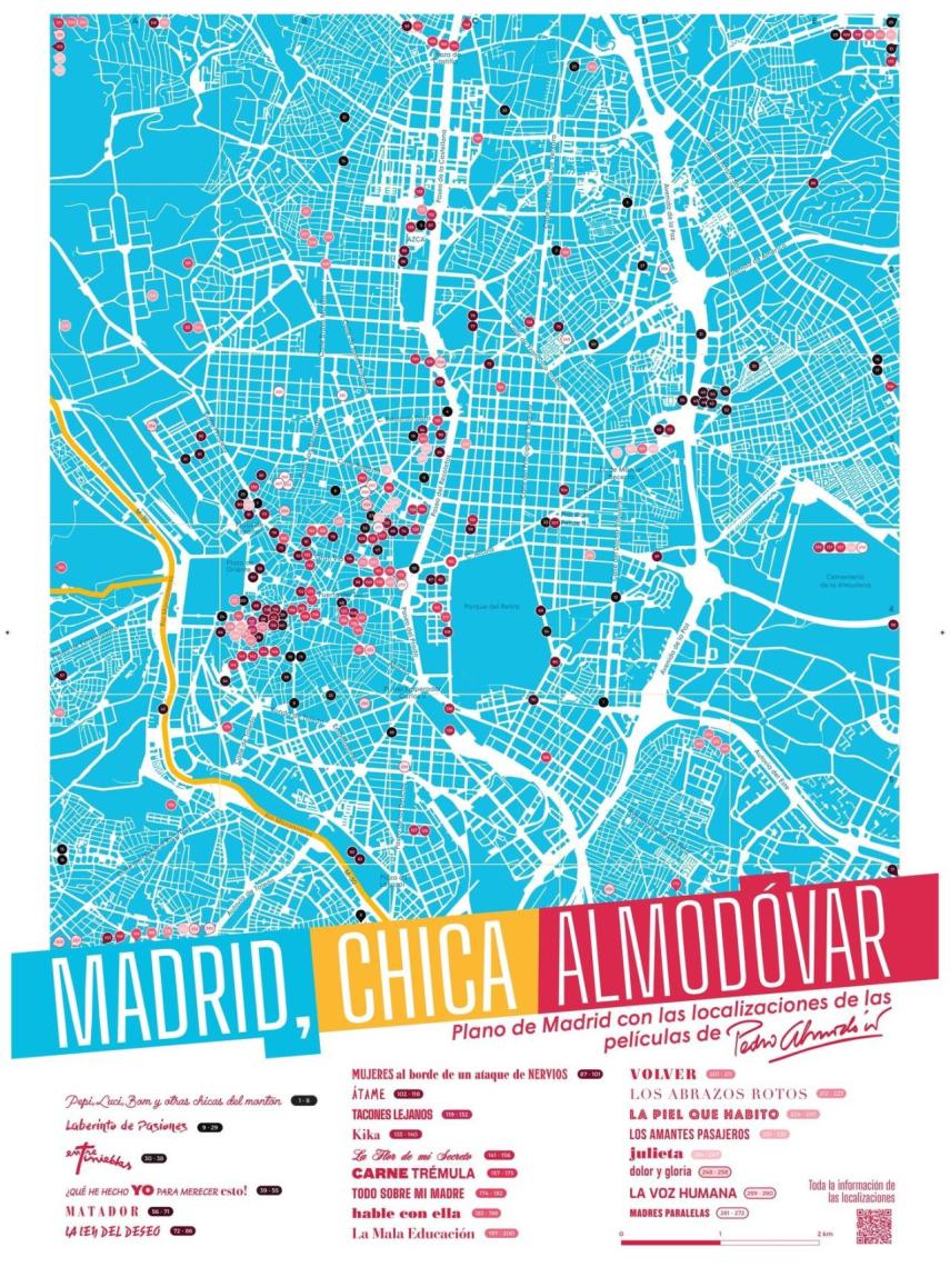 Mapa 'Madrid, chica Almodóvar'.