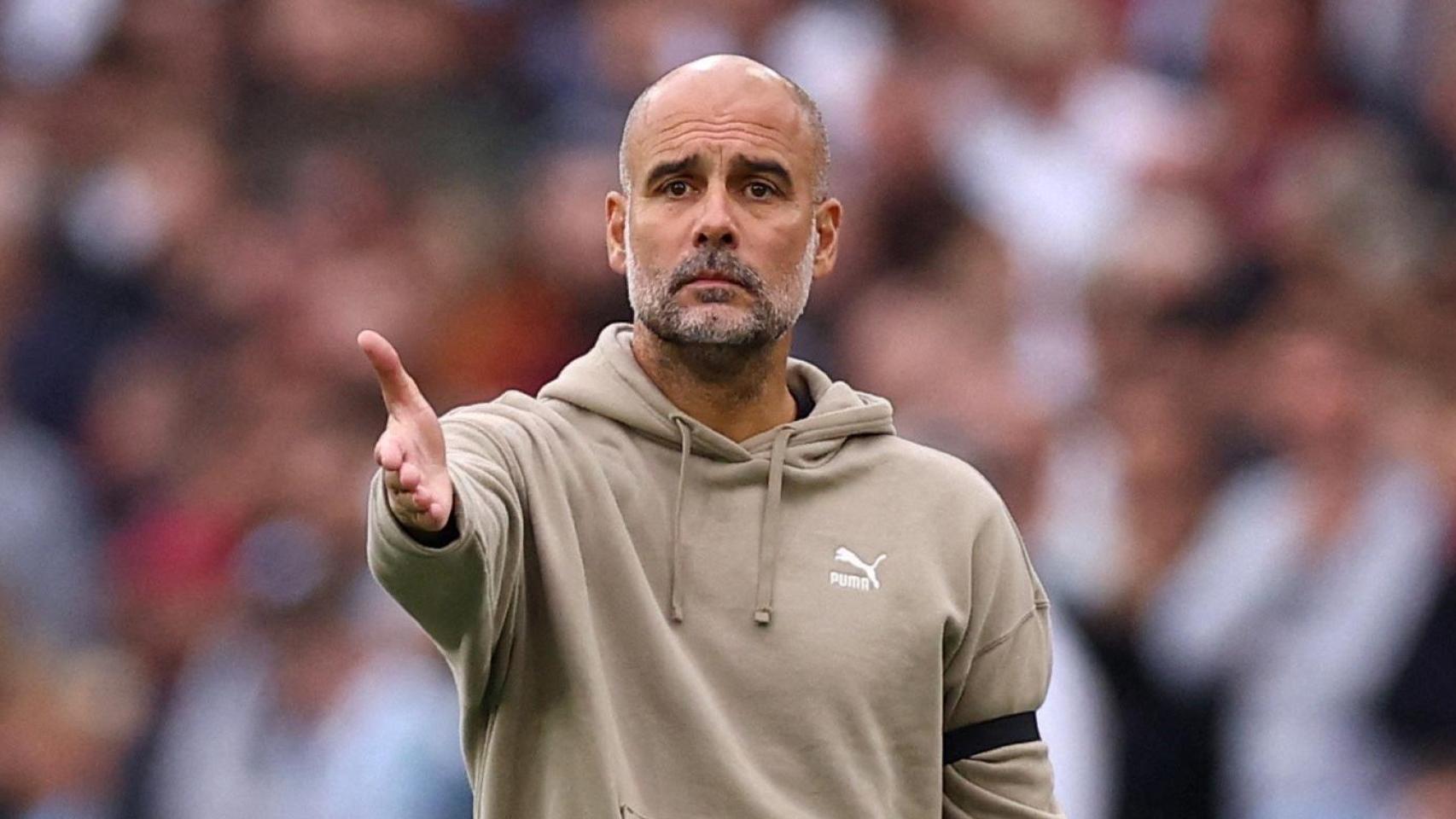 Pep Guardiola, durante un partido del Manchester City