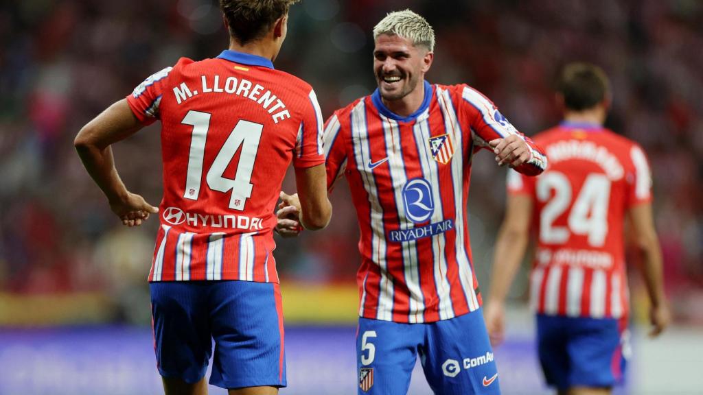 Marcos Llorente y Rodrigo de Paul, con el Atlético de Madrid