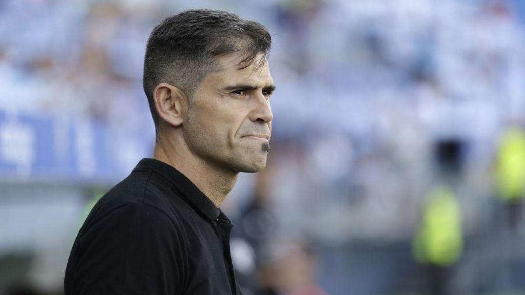 Antonio Hidalgo, entrenador del Huesca, en La Rosaleda