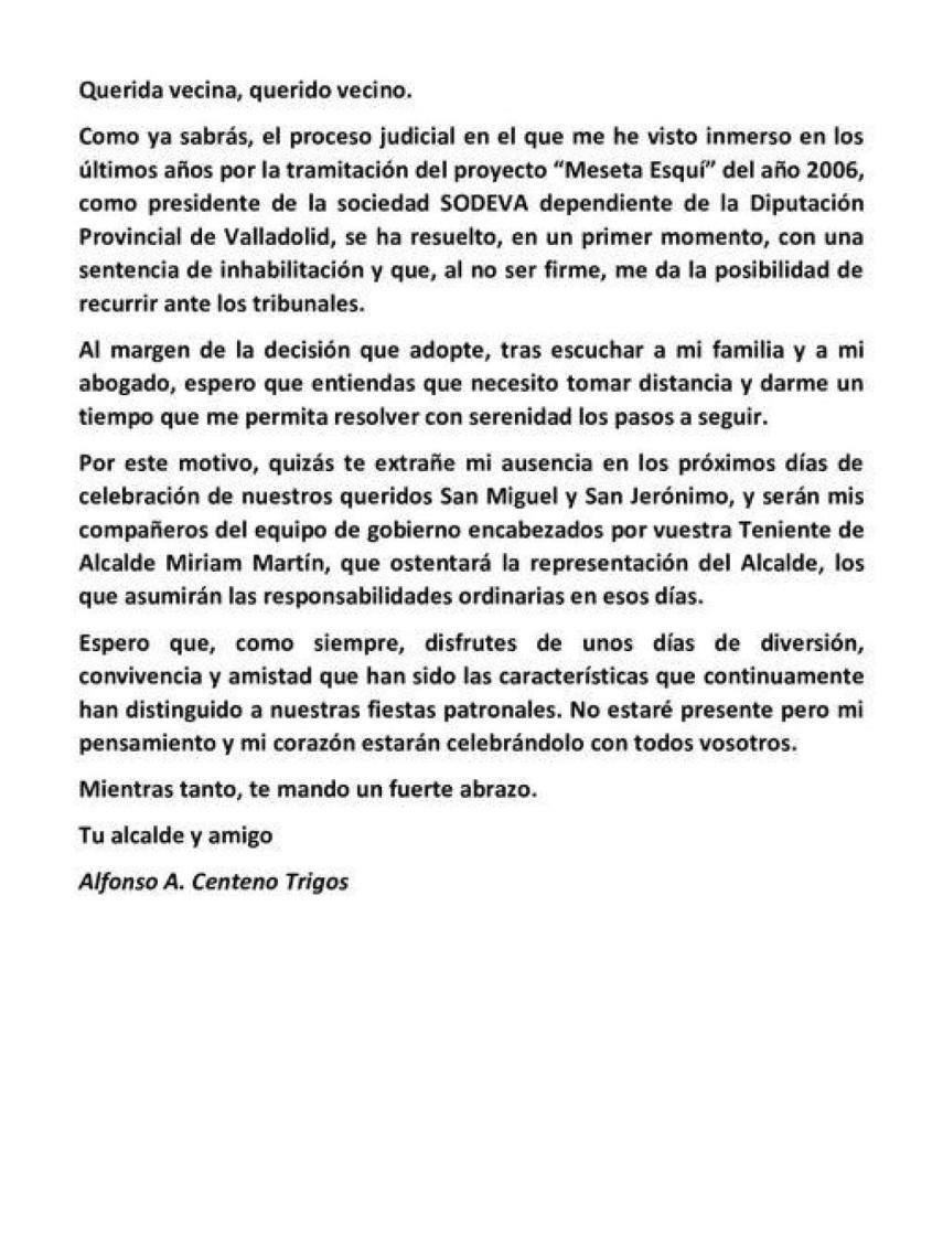 Carta de Alfonso Centeno