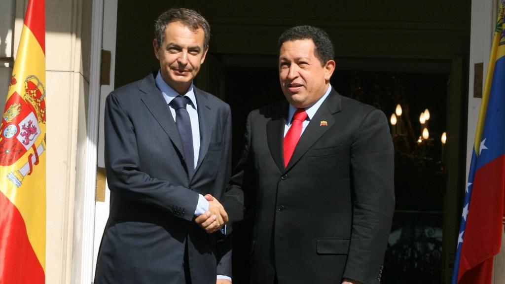 Zapatero recibe al presidente de Venezuela, Hugo Chávez.