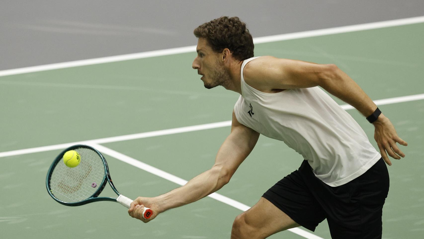 Pablo Carreño, en la Copa Davis con España.