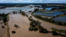 Vista aérea del pueblo inundado de Jawiszowice, en el sur de Polonia.