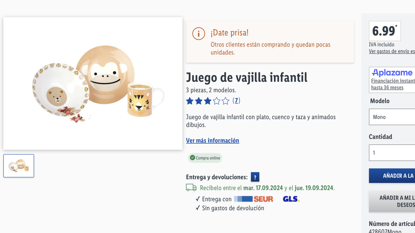 Vajilla infantil lidl sale