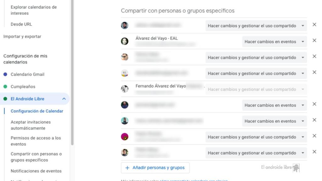 Gestión de personas en un calendario