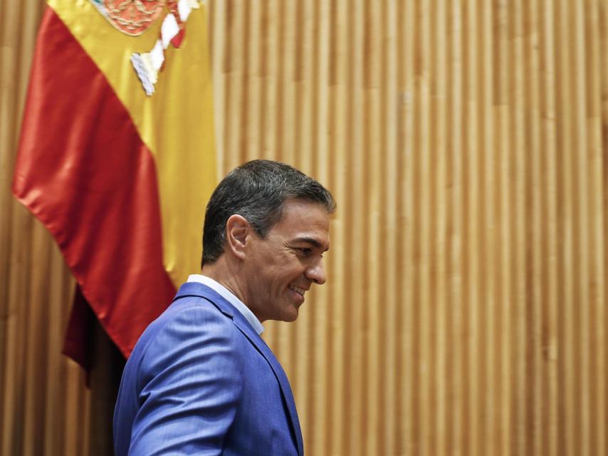 El presidente del Gobierno, Pedro Sánchez, este lunes en el Congreso.