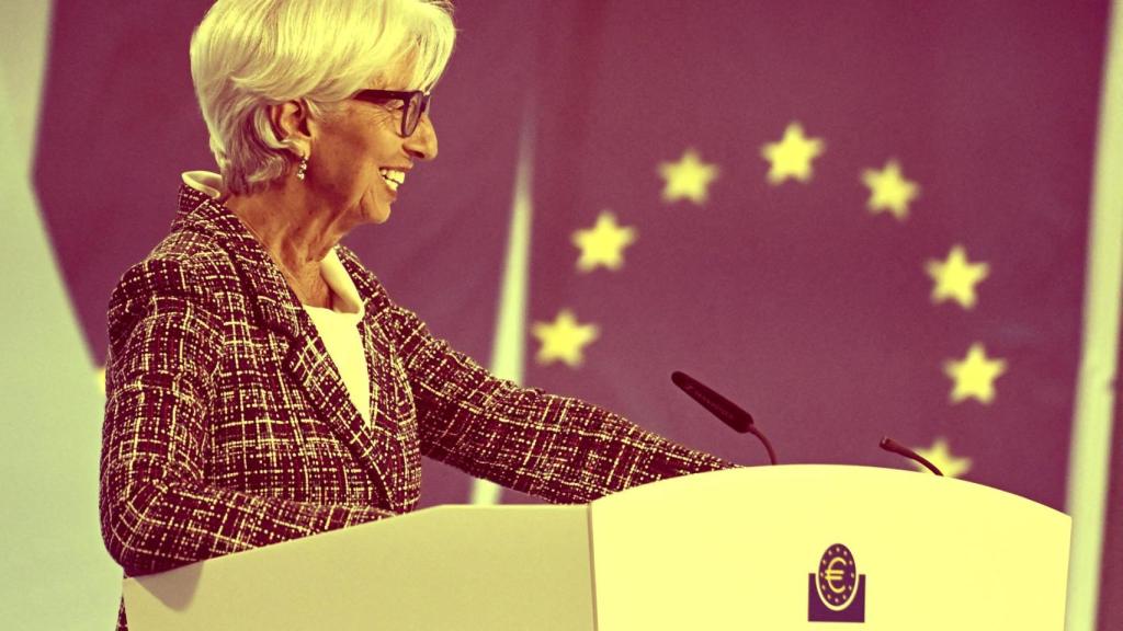 La presidenta del BCE, Christine Lagarde, durante una rueda de prensa posterior a una reunión de la institución.