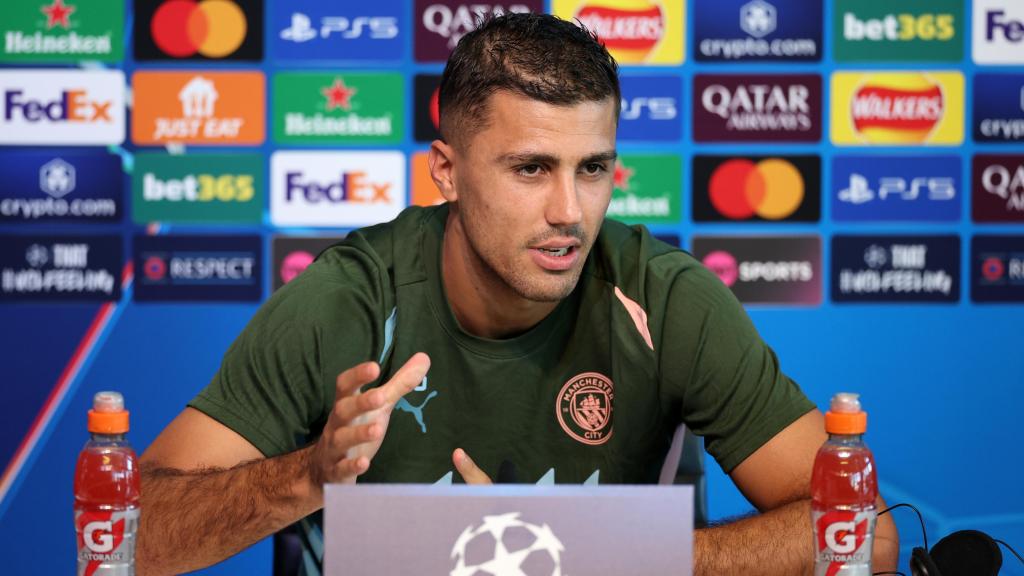 Rodri, durante la rueda de prensa previa al partido de su equipo ante el Inter de Milán.