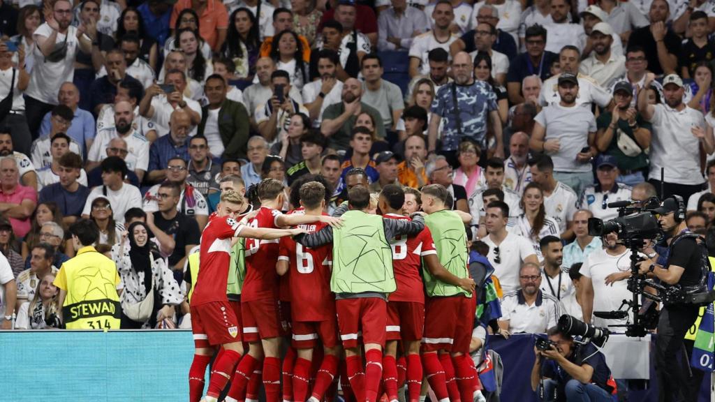 El Stuttgart celebra su gol ante el Real Madrid.