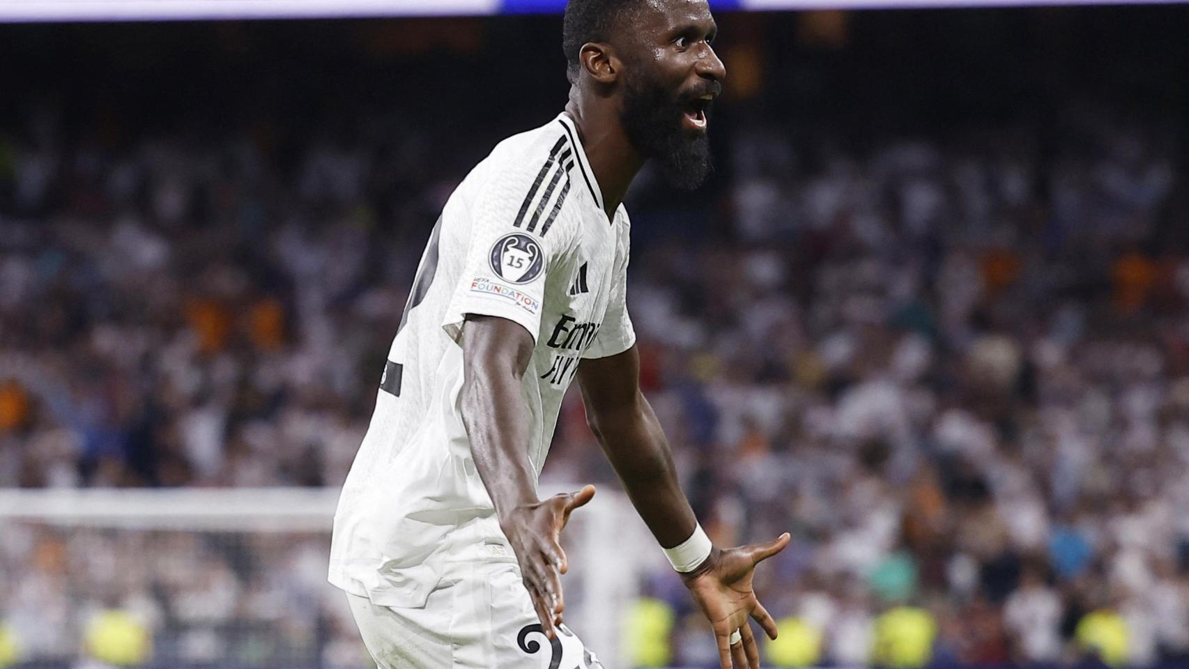 Rüdiger celebra el gol ante el Stuttgart.