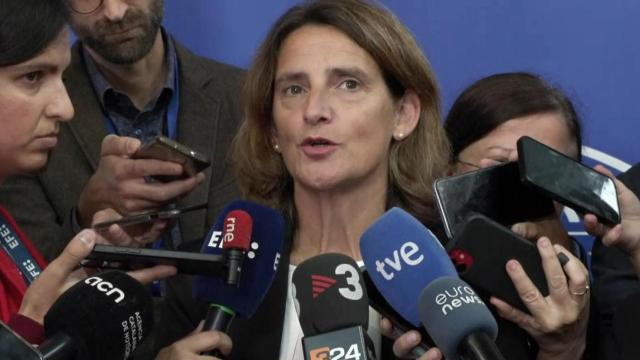 Teresa Ribera atiende a la prensa en Estrasburgo (Francia) tras ser nominada, este martes, para ser vicepresidenta dela Comisión Europea.