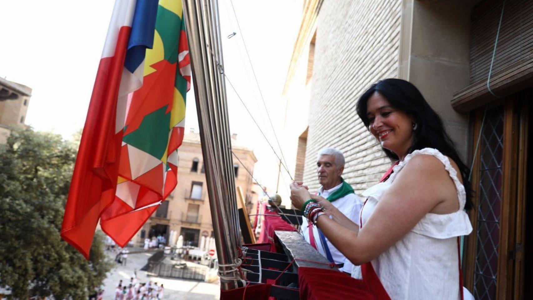 Lorena Orduna, alcaldesa de Huesca, durante las fiestas de San Lorenzo