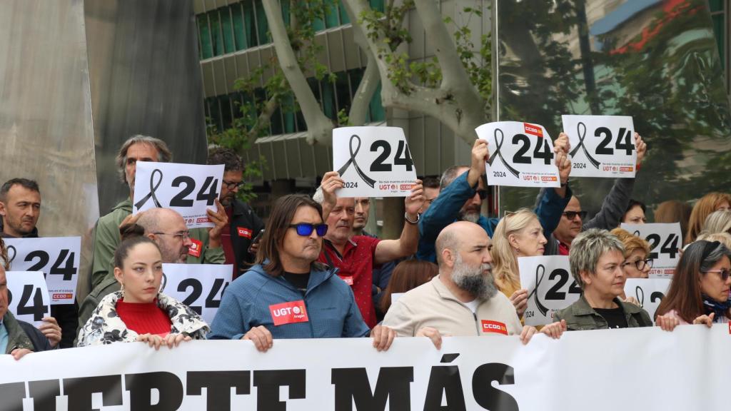 Los sindicatos se han movilizado para exigir medidas contra los accidentes laborales en Aragón