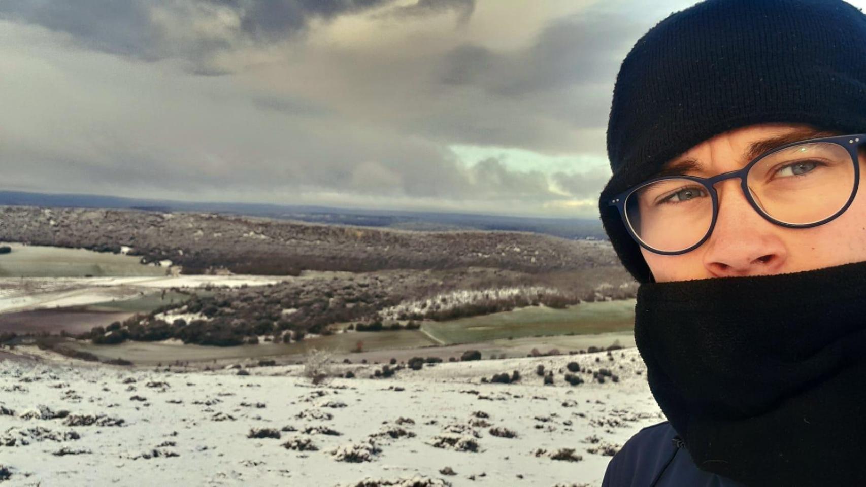 Jorge Rey durante un invierno en el que nevó