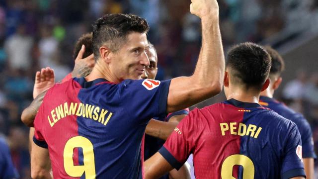 Lewandowski celebra un gol frente al Athletic Club.