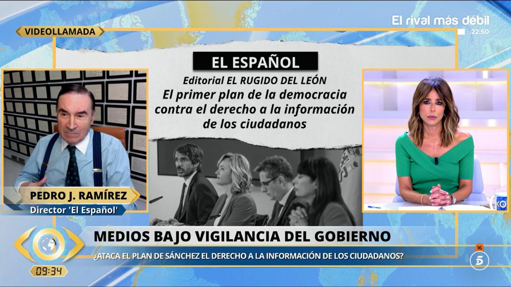 Pedro J. Ramírez durante su intervención en el programa 'La mirada crítica'.