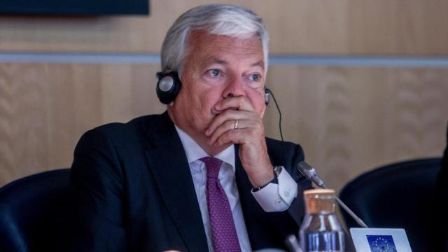 El comisario europeo Didier Reynders, este miércoles durante un encuentro con los medios de comunicación en Madrid./