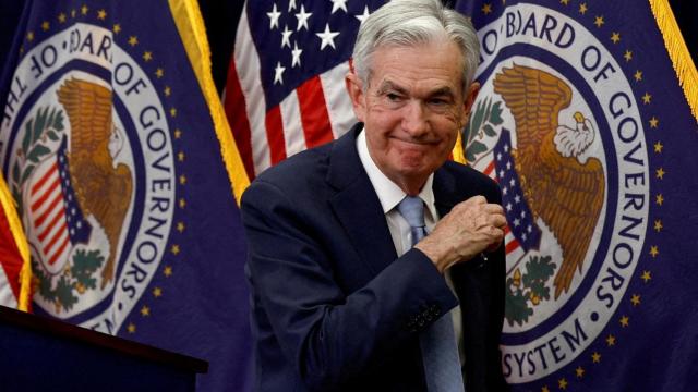 El presidente de la Fed, Jerome Powell, tras una rueda de prensa.