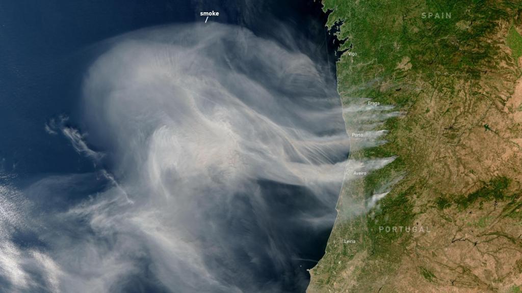 Copernicus elige como imagen del día una imagen de los incendios de Portugal.