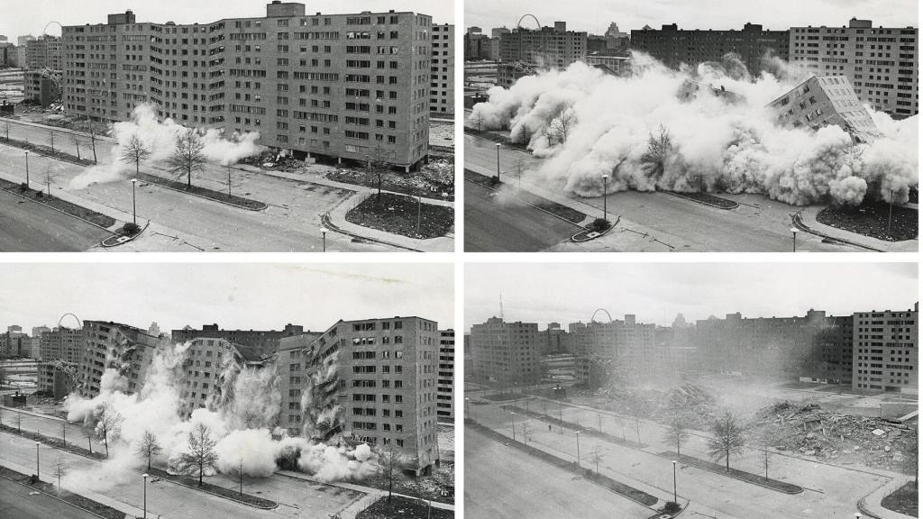 Derribo del Pruitt-Igoe en 1972, via wikimedia commons