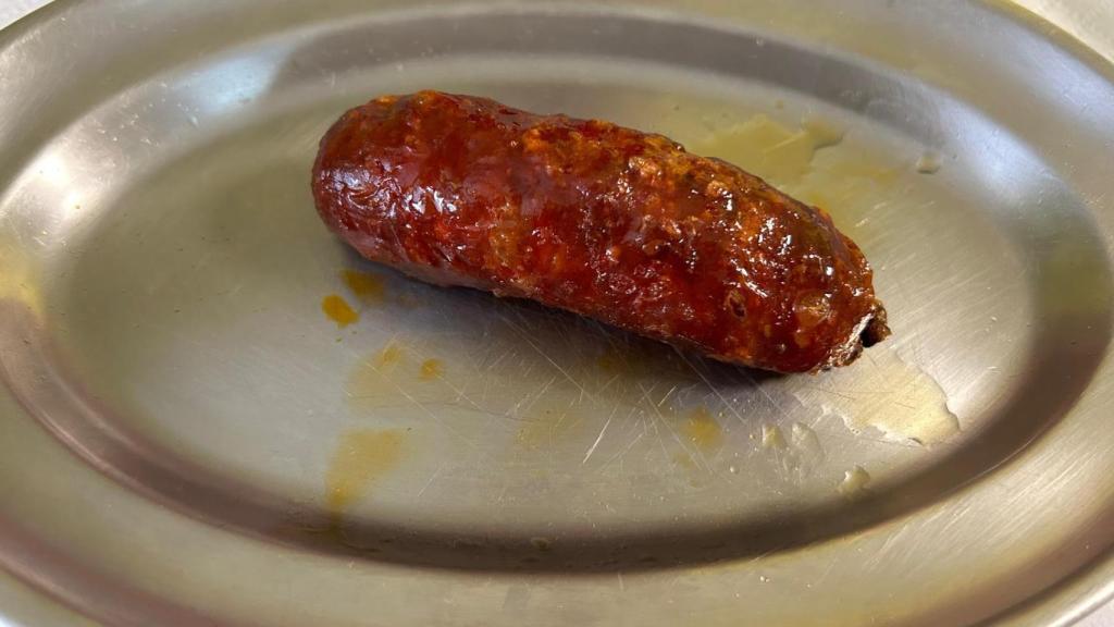 Chorizo cocinado en Casa Tomé.