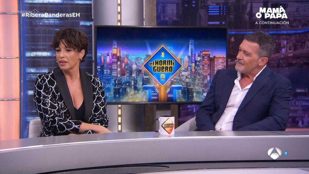 Marta Ribera y Antonio Banderas en 'El Hormiguero'.