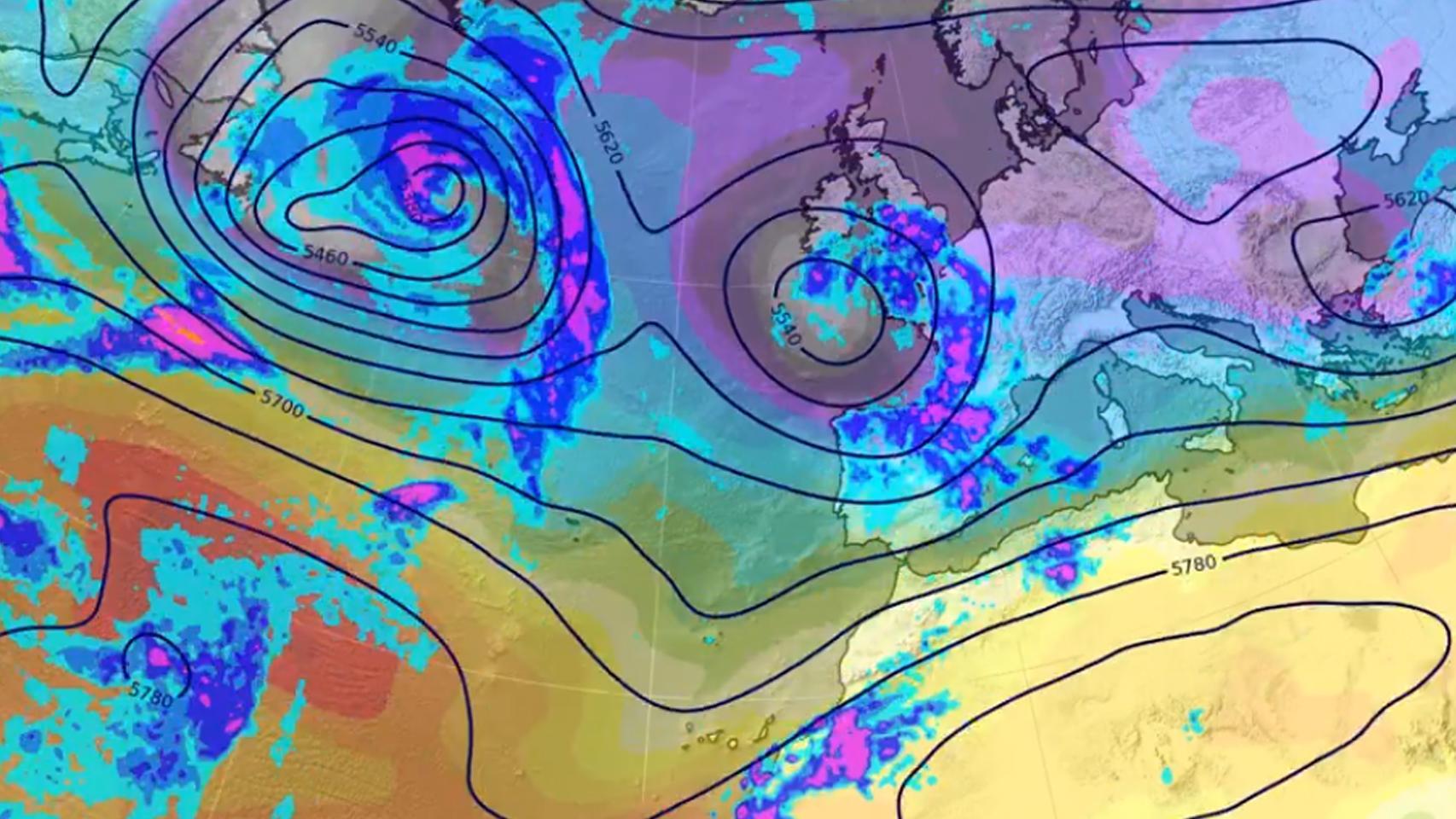 Previsión de la AEMET para este fin de semana, con fuertes tormentas en amplias zonas de la Península.