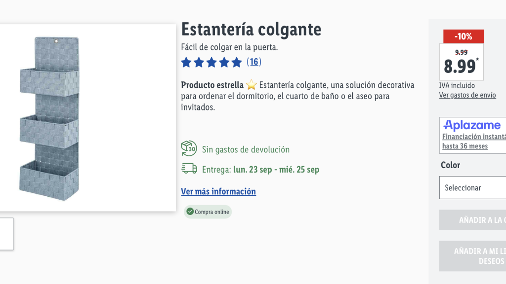 Estantería colgante.