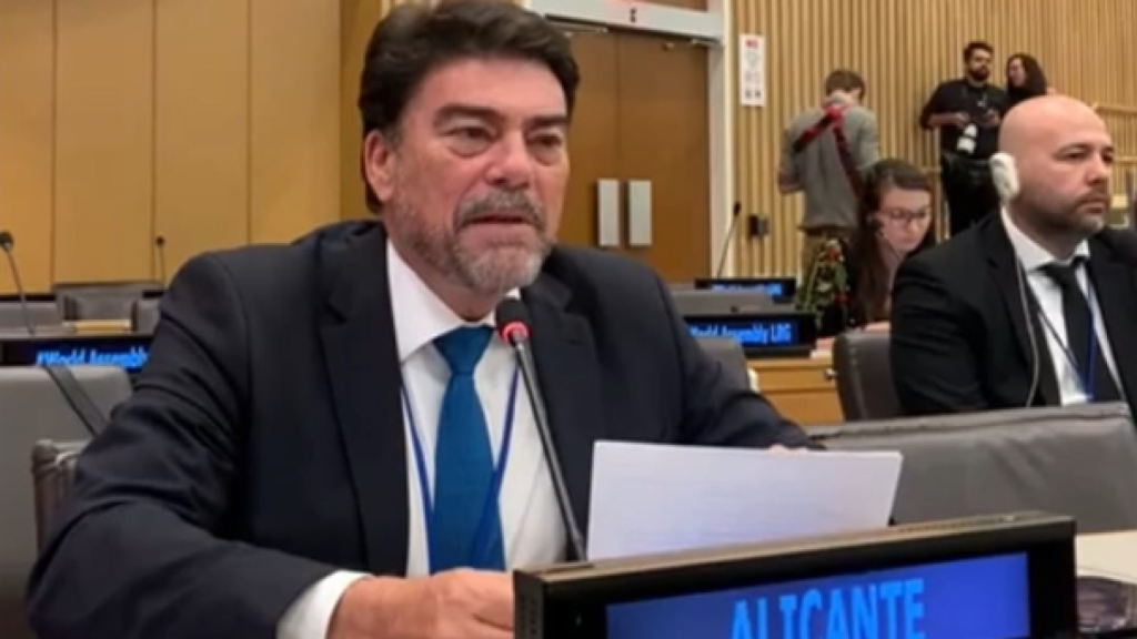 El alcalde de Alicante, Luis Barcala, este jueves en la ONU.