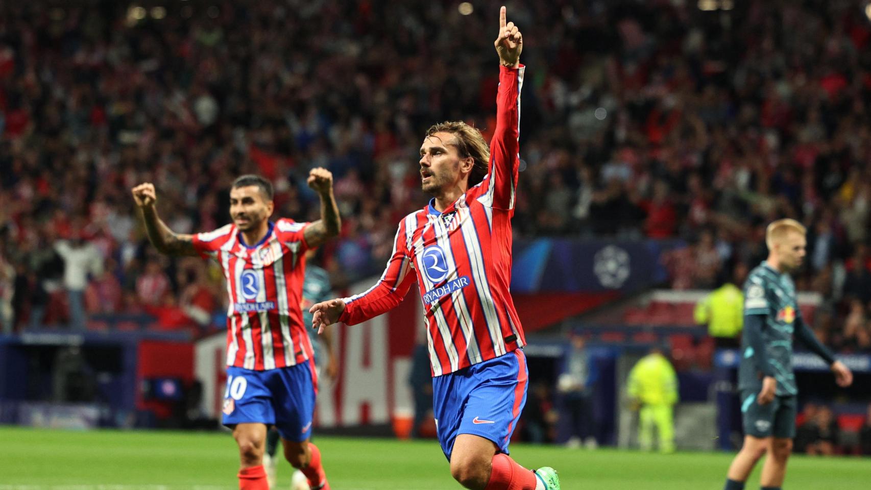 Griezmann celebra su gol ante el Leipzig.