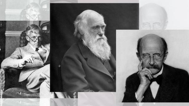 De Izquierda a derecha, G. H. Hardy, Charles Darwin y Max Planck.