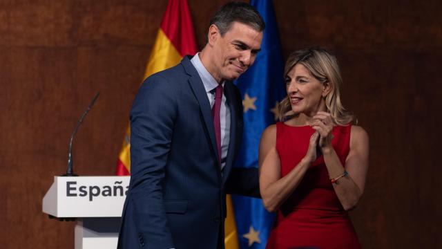 Pedro Sánchez y Yolanda Díaz el pasado mes de octubre, tras firmar su acuerdo de coalición.