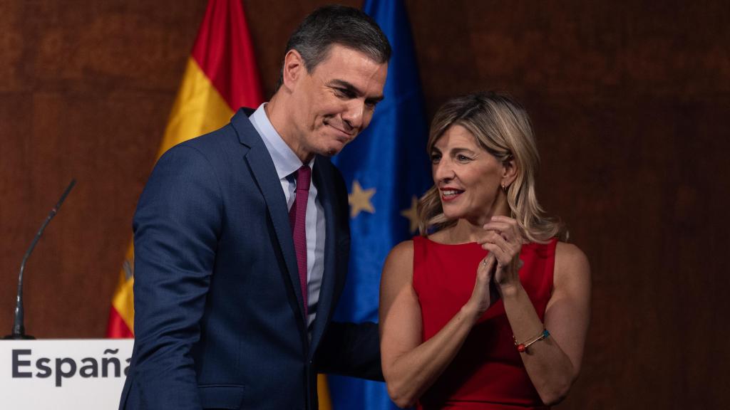 Pedro Sánchez y Yolanda Díaz el pasado mes de octubre, tras firmar su acuerdo de coalición.