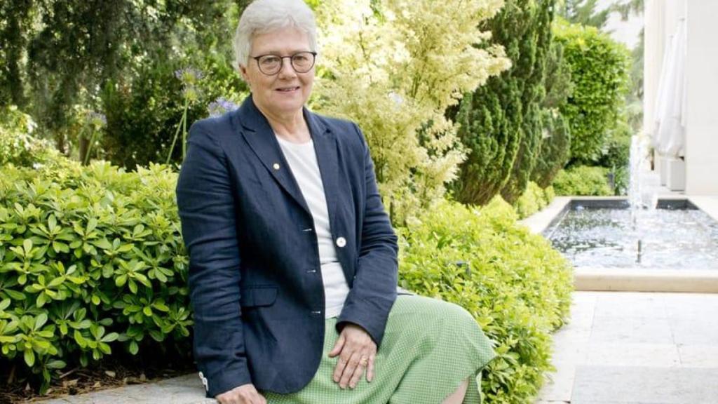 Anne L'Huillier, premio Nobel de Física 2023, en los exteriores de la Fundación Ramón Areces (Madrid).