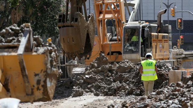 Obras del Metro de Málaga hacia el Hospital Civil.