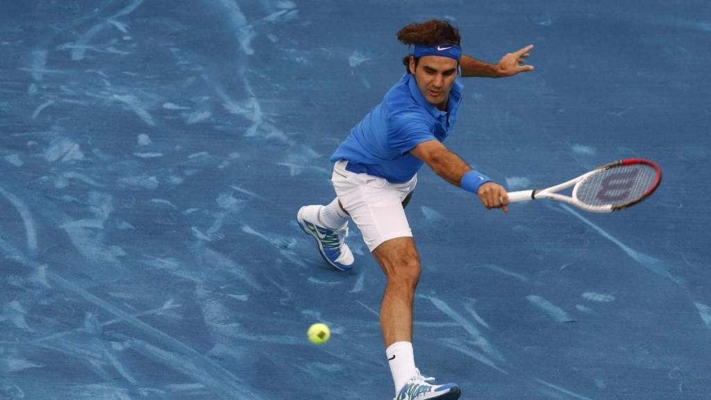 Roger Federer, en la pista azul de Madrid.