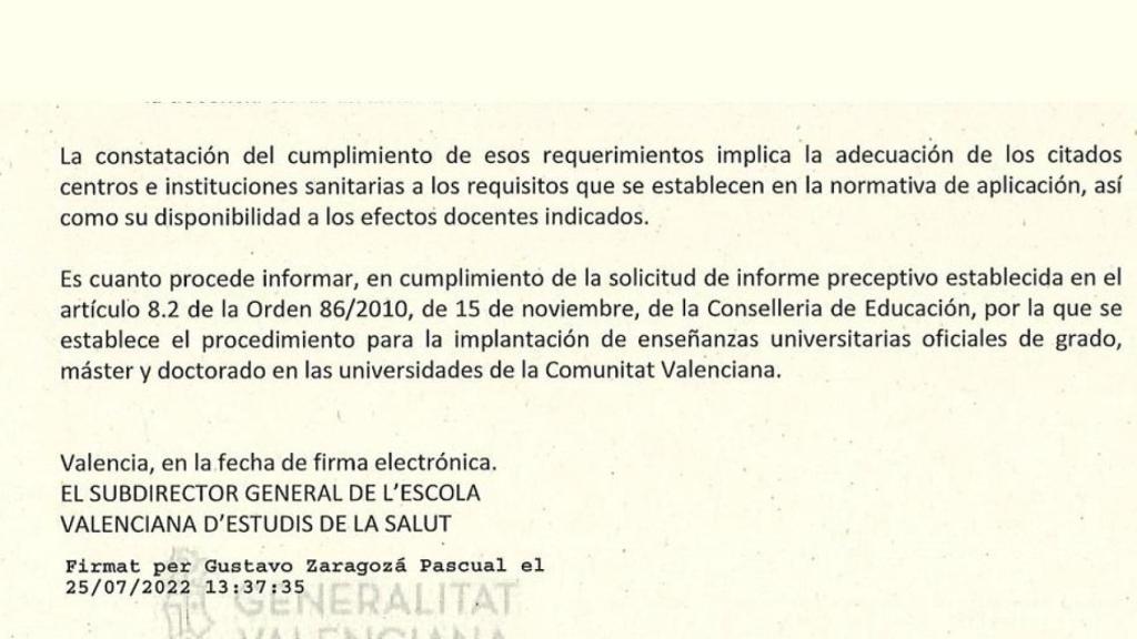 Informe del subdirector del EVES de 25 de julio de 2022.