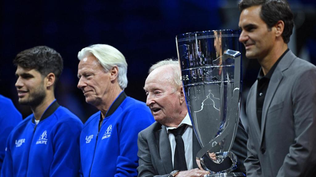 Roger Federer, Bjorn Borg y Carlos Alcaraz, en la presentación de la Laver Cup 2024